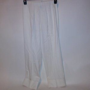Super Slimmer Pants Womens Size 10 Ivory White Solid Cuffed Hem Waist Unstretche